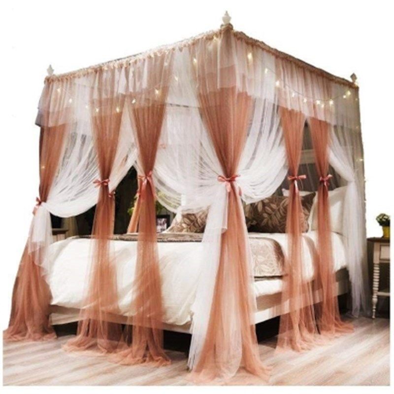 蕾丝花边文d艺学生欧式夏季加密蚊帐1.5m床家用。落地式方顶简约