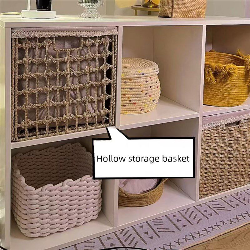 可折叠储物篮仿藤编织格子方x形可折叠衣帽间柜玩具存储杂物组织