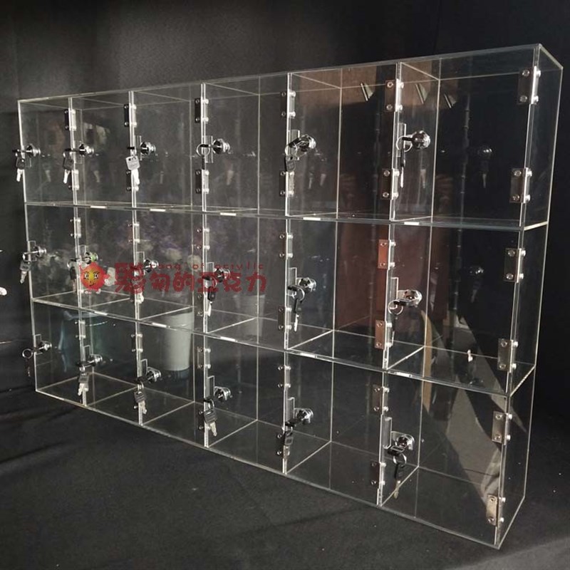 亚克力展示架透明展柜独立门寄存箱挂墙保管箱手机存放箱定制柜子