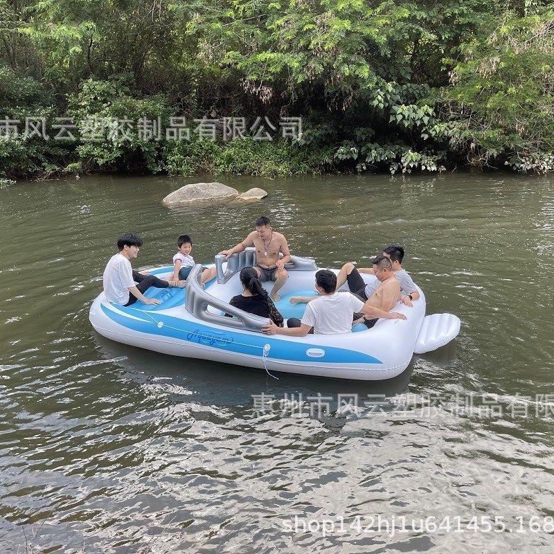 水上浮床多人沙发海上浮排泡沫充气游艇加厚漂流船游泳池小船气垫