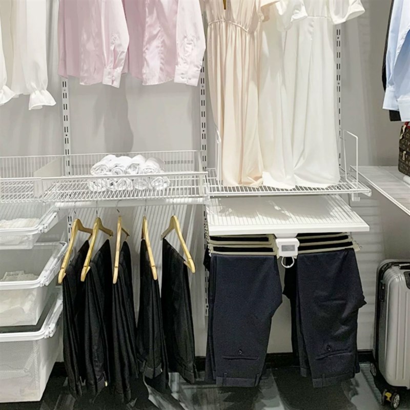 开放式金属衣帽间多功能伸缩裤架衣柜内置顶装抽拉式单排双排裤架