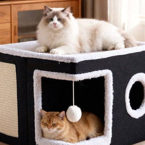 猫窝半封闭宠物用品冬p季保暖厚款可收纳折叠猫房子豪华猫别墅大