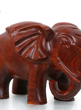 红木大象摆件一对木质实木招财工艺品家居客厅办公室装饰开业礼品