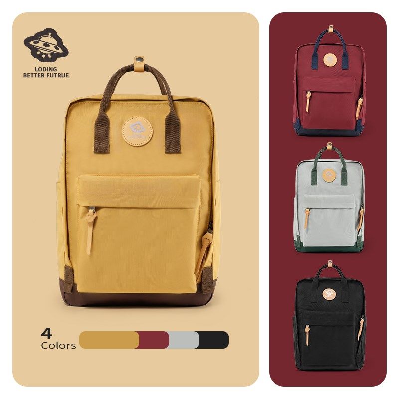 帆布双肩包女生大学生手q提书包大容量2024新款通勤旅行背包电脑