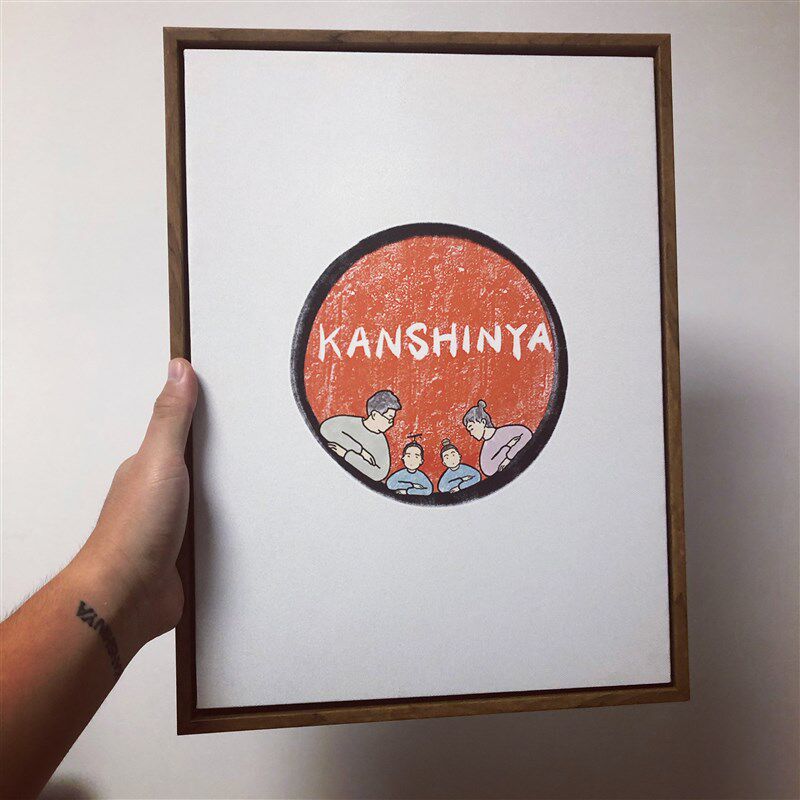 日系卡通a定制照片转手绘简笔画 客厅木质装饰画 沙发背景挂画礼