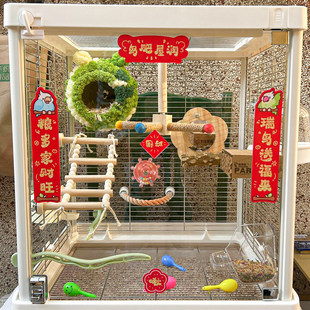 2026马年鸟笼对联玄凤牡丹鹦鹉笼迷你春联小宠笼子造景装饰神器