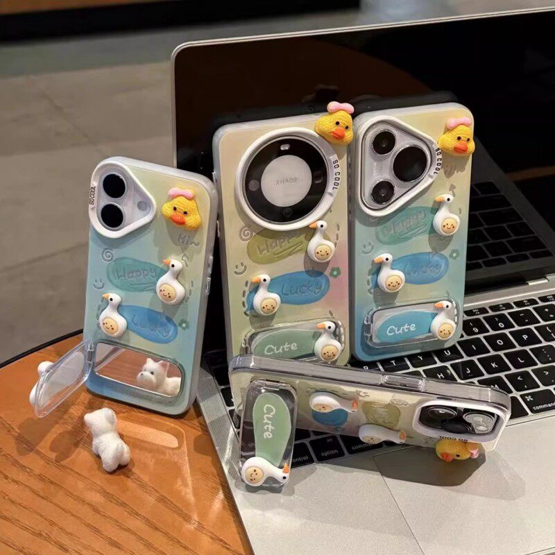 黄绿鸭子适用苹果17pro手机壳iPhone15promax彩银14p13pm12华为mate60pro荣耀magic7pura80p70三星s25u套