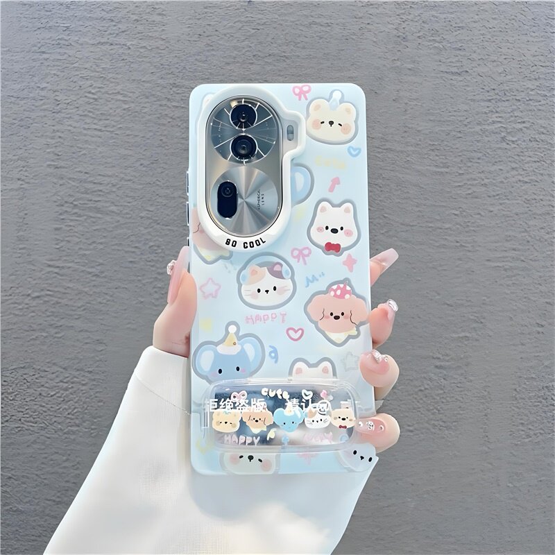 派对小动物适用一加13手机壳可爱oneplusACE3镭射彩银魅族lucky08三星GALAXYS30ULTRA镜子支架plus高级保护套