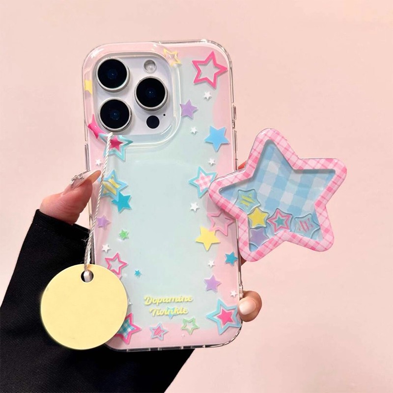 彩色星星适用小米15spro手机壳14ultra13红米K80pro70vivox200promini白色oppofindx8s+一加12note11z10