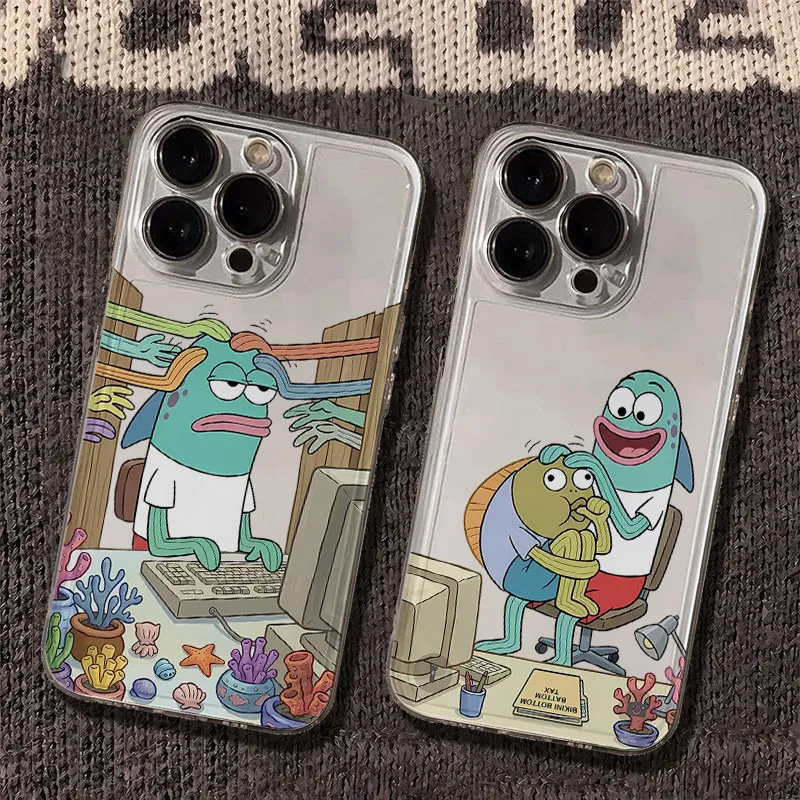 比奇堡居民适用华为MATE70手机壳pura80透明p60/50e海绵宝宝40pro+小丑萌鱼魅特30/20摸鱼ultra硅胶10软art套