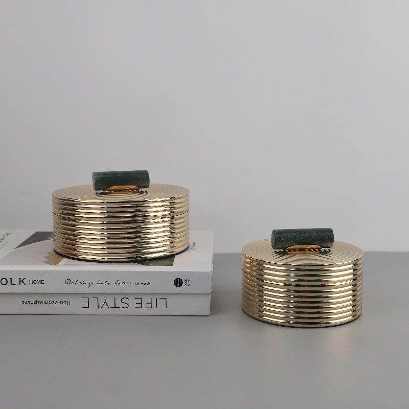 欧式轻奢几何圆形铝合金收纳盒摆件客厅卧室玄关酒店软装家居饰品,家居饰品,装饰摆件,淘宝优惠券,粉丝福利购,淘宝优惠卷