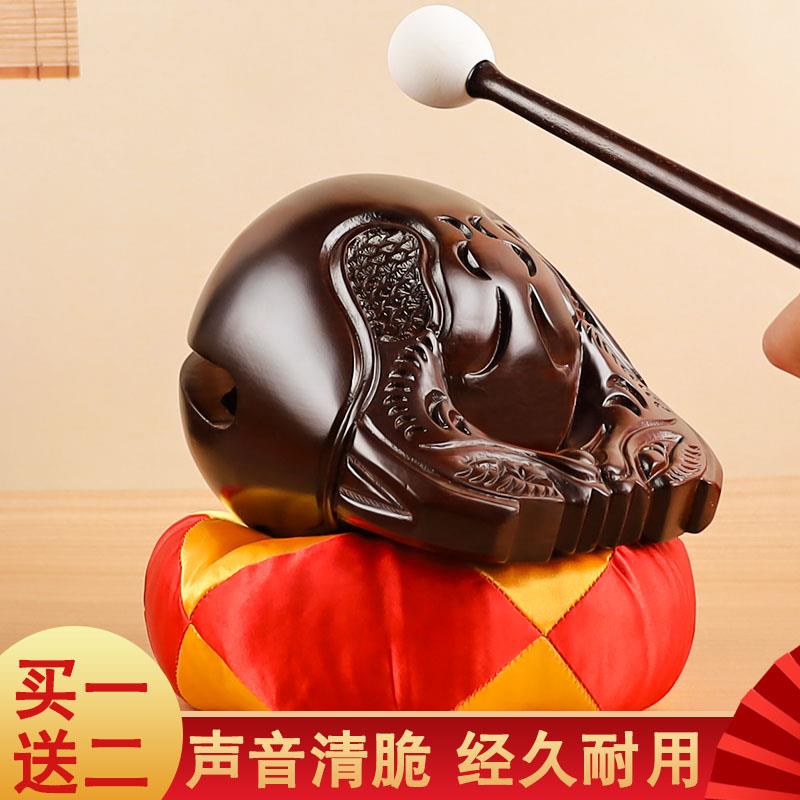木鱼实木法器敲打木鱼家用桂柚檀木雕刻摆件老式静心解压打击乐器