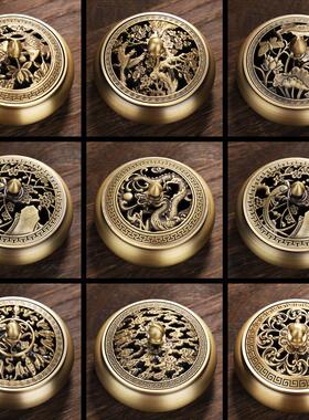 黄铜盘香炉家用室内香薰炉彷古手工沉香熏香炉大号檀香炉香熏摆件