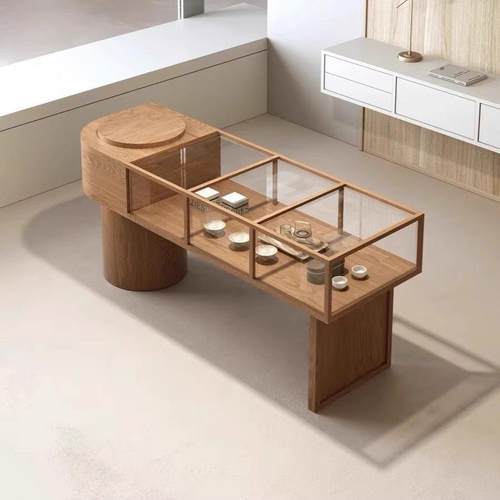 服装店玻璃展示柜中岛台陶瓷珠宝古玩玉器翡翠店陈列货架展示柜台