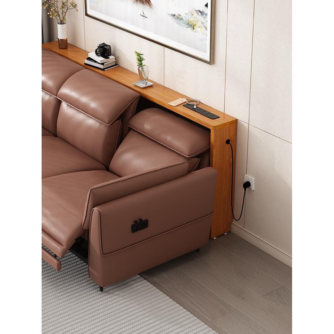 功能电动沙发后置物架实木带插座窄夹缝双层防撞背柜长条桌书架