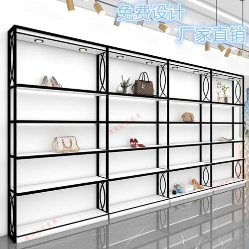 鞋店鞋架展示架商场带灯货架儿童货柜卖鞋服装店上墙鞋子效果图