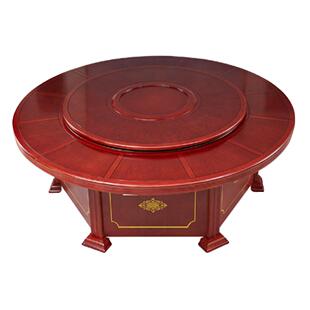 酒店电动餐桌饭店大圆桌2.6米3.0米实木转盘定制电磁炉火锅桌20人