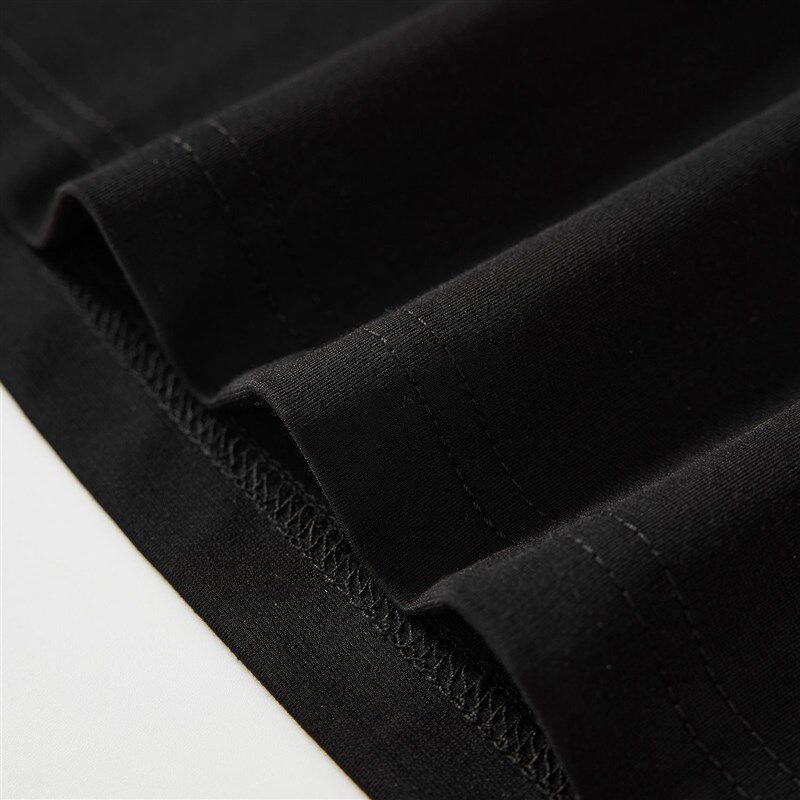 时尚慵懒风秋季新款长袖T恤男女百搭宽松休闲打底衫个性潮流黑色