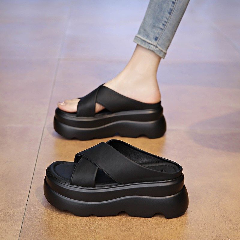 松糕凉拖鞋女夏季外穿2025新款百搭女士沙滩鞋厚底增高一字拖凉鞋,女鞋,一字拖,淘宝优惠券,粉丝福利购,淘宝优惠卷