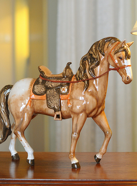 方亚陶瓷马摆件工艺品家居饰品客厅桌面装饰礼品玄关开业装饰品