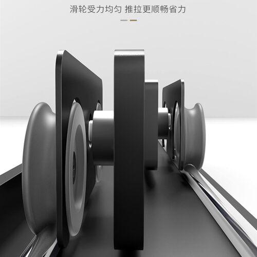 枪灰色细轨道极窄边框不锈钢黑色淋浴房一字形单移门整体浴室隔断