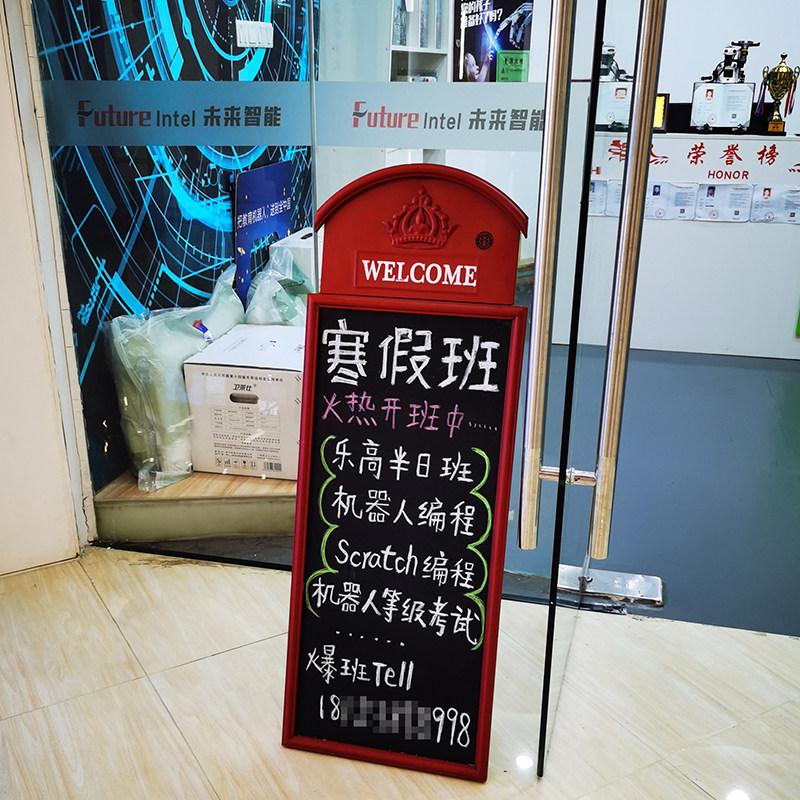 手工铁艺怀旧造型立式小黑板挂式广告牌 英伦工业风软装 墙壁挂饰