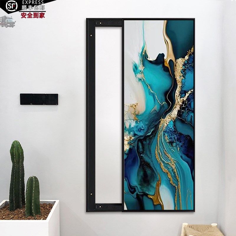 定制推拉门式挂画抽象艺术图案装饰画电箱盒子电信箱遮挡推拉画