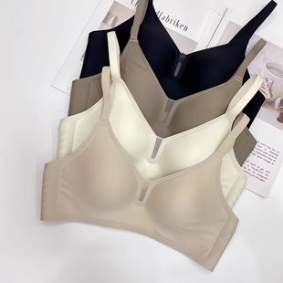 好穿到哭!日系一片式无痕裸感无钢圈聚拢光面网纱细带文胸内衣女