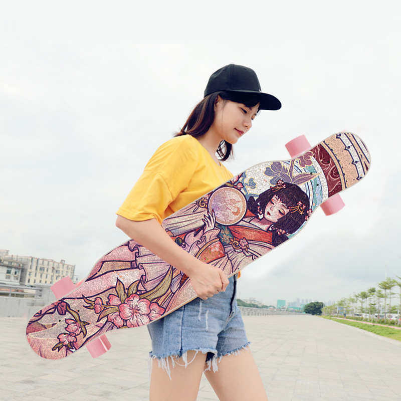 风知鸟长板滑板板女成人男女生儿童初学者舞板刷街代步青少