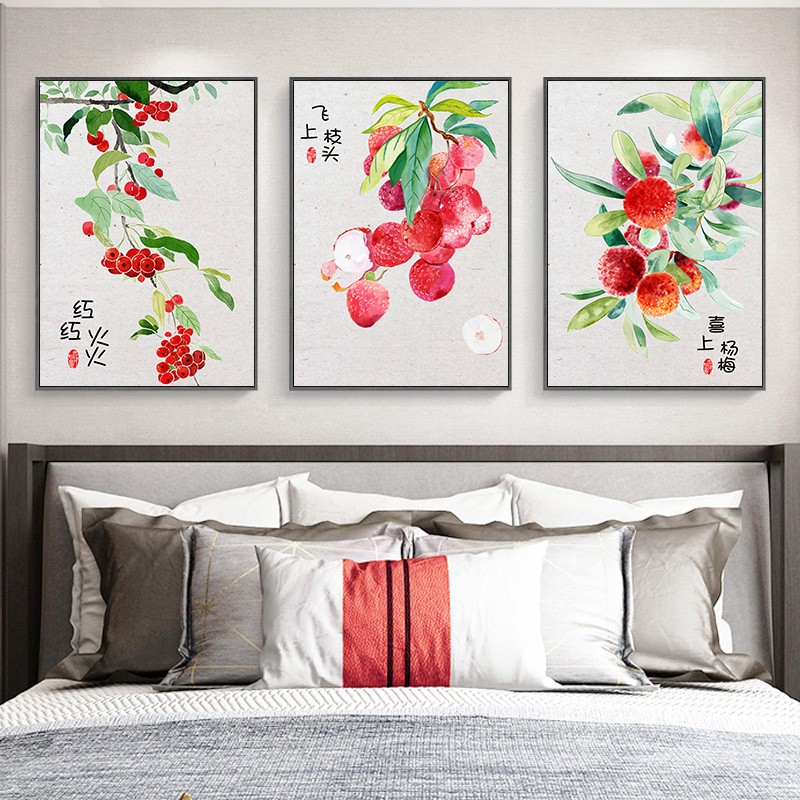 新中式客饭厅装饰画现代简约餐桌墙面背景厨房吉祥水果家居壁挂画图片