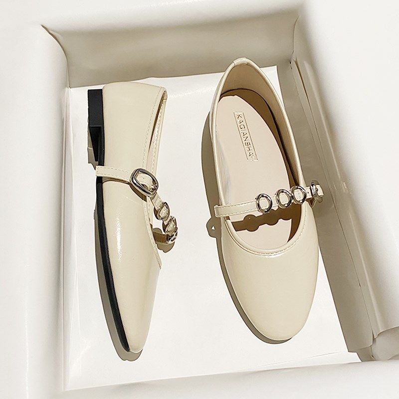 法式气质米白色一字带高跟鞋女2025年春秋新款41-43大码通勤单鞋,女鞋,玛丽珍鞋,淘宝优惠券,粉丝福利购,淘宝优惠卷