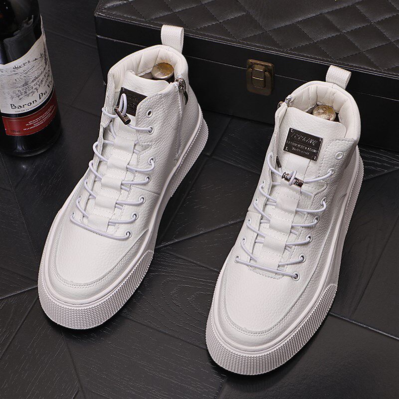 高帮鞋男小白鞋时尚韩版百搭板鞋男款潮流运动休闲鞋男士增高短靴
