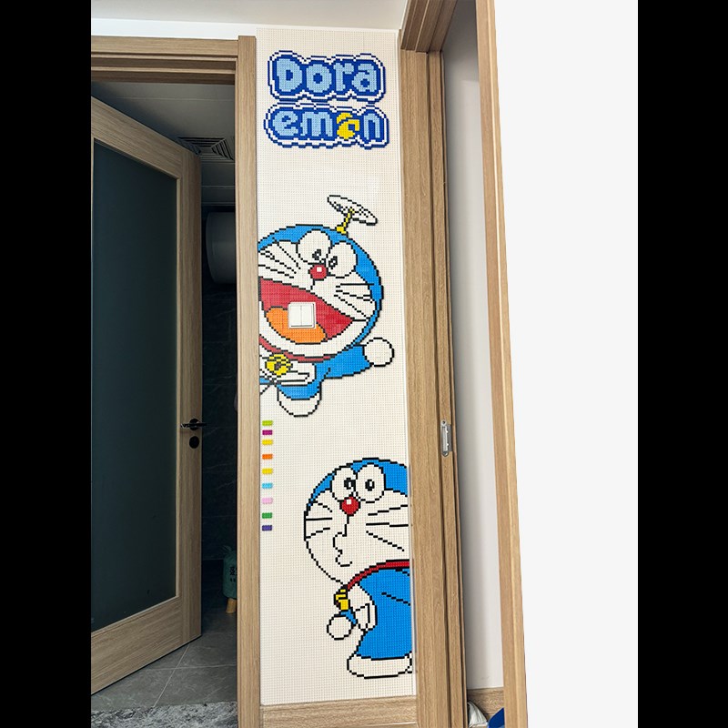 玄关积木墙小颗粒底板墙上积木定制像素画家用儿童房走廊墙面装饰
