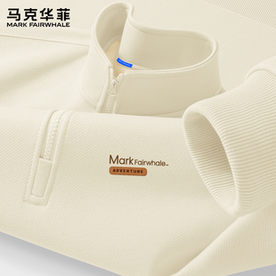 马克华菲男生卫衣秋冬加绒半拉链上衣男款2025新款休闲男士外套X