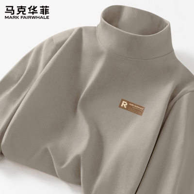 马克华菲德绒半高领长袖t恤男士
