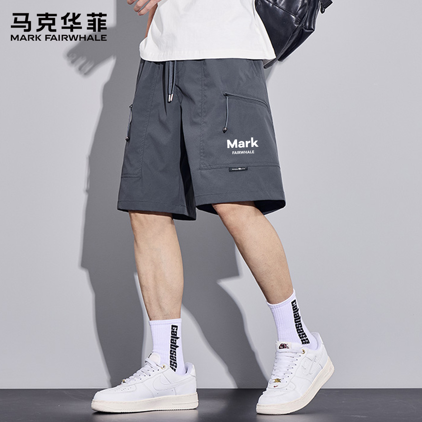 马克华菲美式休闲短裤男2025新款宽松潮流工装裤男款五分裤子潮X