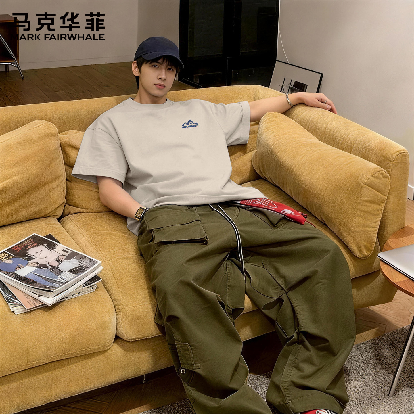 马克华菲t恤男短袖夏季纯棉内搭衣服男款健身宽松休闲男士打底衫X