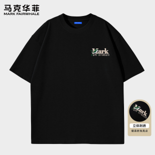刺绣重磅体恤男款 马克华菲2025新款 t恤男士 夏季 潮牌黑色上衣 短袖