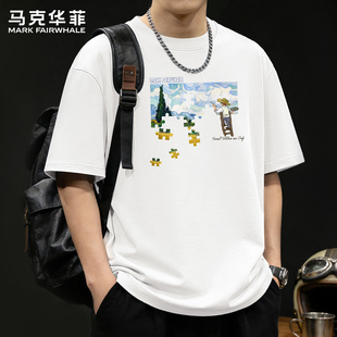 马克华菲t恤男短袖2026新款夏季纯棉上衣男款美式高街男士打底衫X