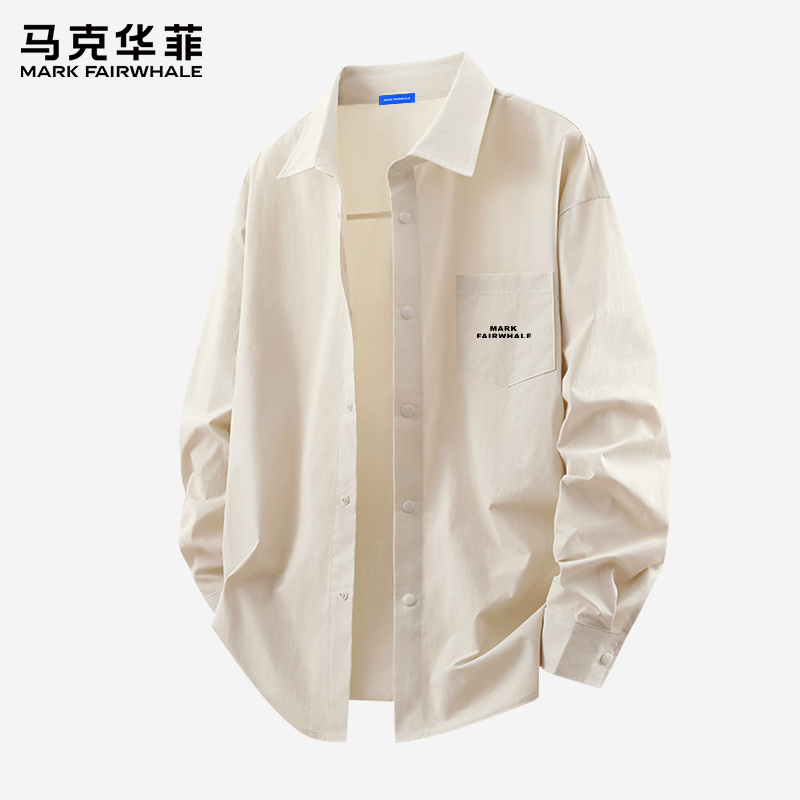 马克华菲衬衫男冰丝长袖夏季男士宽松休闲外套薄款衬衣2025新款X