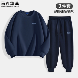 马克华菲休闲套装男秋季2025新款美式圆领卫衣男款宽松束脚卫裤X