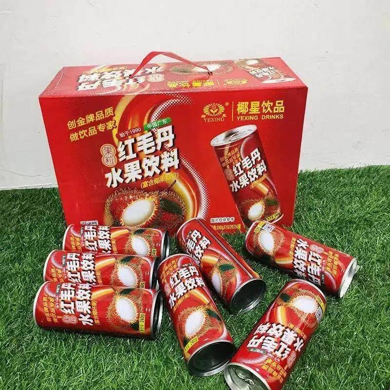 红毛丹饮料310gx24罐整箱果味饮品含椰果果肉果粒多果汁饮料
