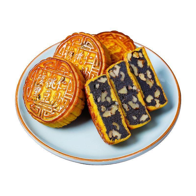 无蔗糖/核桃仁黑豆沙中秋月饼80g*10个豆沙老式月饼广式月饼糕点