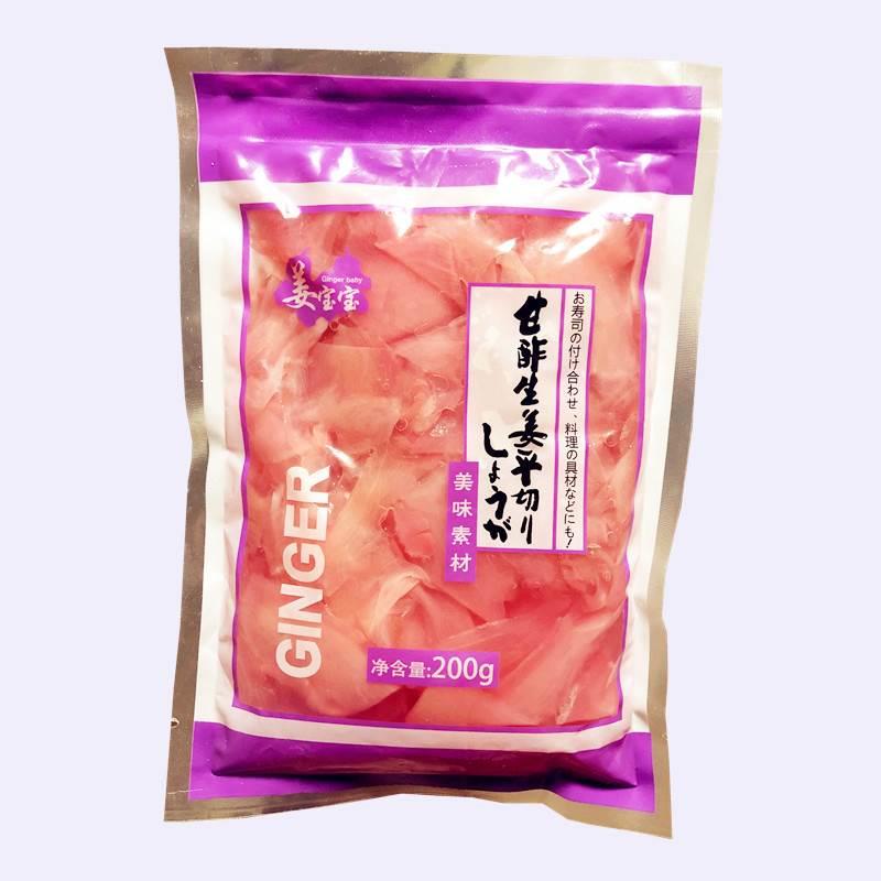 日本料理小袋红姜片200g寿司材料红姜丝酸辣薄姜片醋泡腌制咸生姜