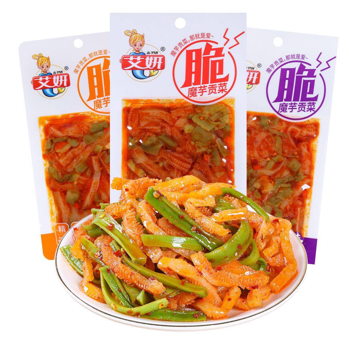 艾妍魔芋贡菜香辣开袋即食解馋下饭网红办公休闲零食小吃