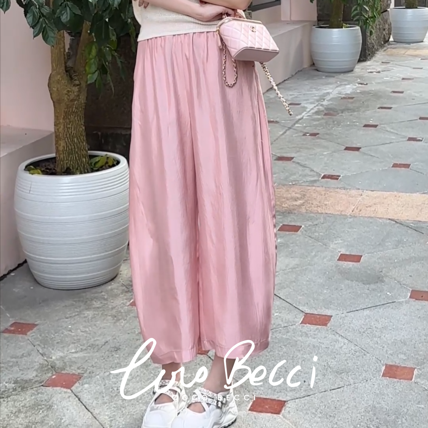 COCO BECCI【醋酸气球裤】100醋酸松弛高级八分气球裤阔腿休闲裤