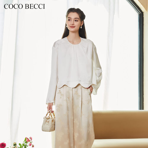 COCO BECCI【月华】法式纯色醋酸衬衫YT24YA230006