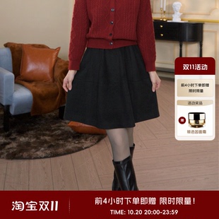 COCO BECCI【花苞短裙】绵羊毛复古松紧高腰花苞短裙半身裙女秋冬