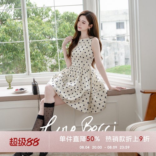 COCO BECCI【miu系千金】法式连衣裙复古波点圆领气质女2026新款