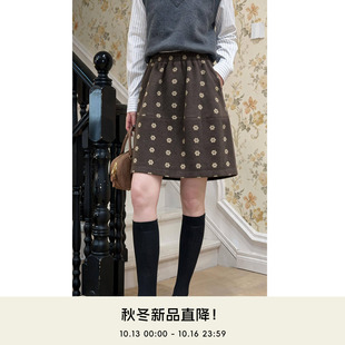 COCO BECCI【小花半裙】复古碎花松紧腰A字遮肉百搭半身裙女秋冬